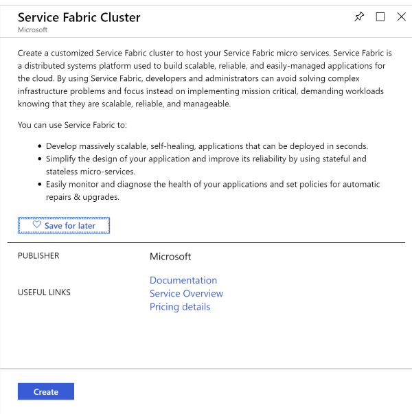 Create Service Fabric cluster in Portal